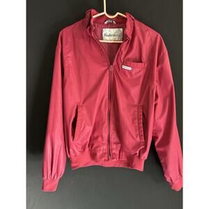 Vintage Windbreaker Size L Bomber Jacket Red Full Zip 90s Nylon Lined